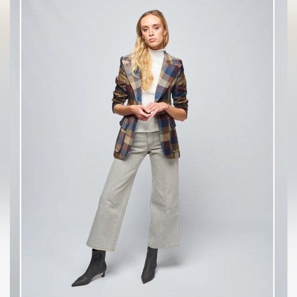 Smythe Birkin Blazer in Peri Lumberjack Check Women’s Size 6 - Picture 2 of 15